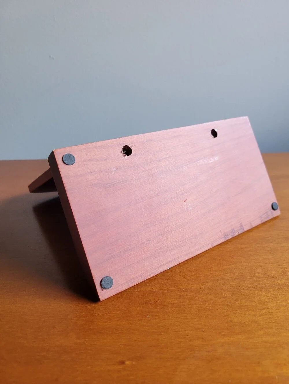 Solid Wood Desk Organizer Photo Frame Business Card Holder Catchall Tray